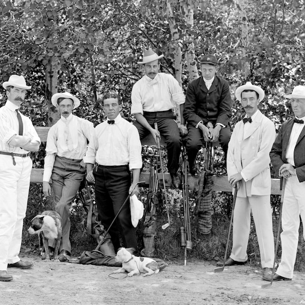 1895-1910 golfers bij Mountain Golf Club, New Hampshire Vintage oude retro print INSTANT Download