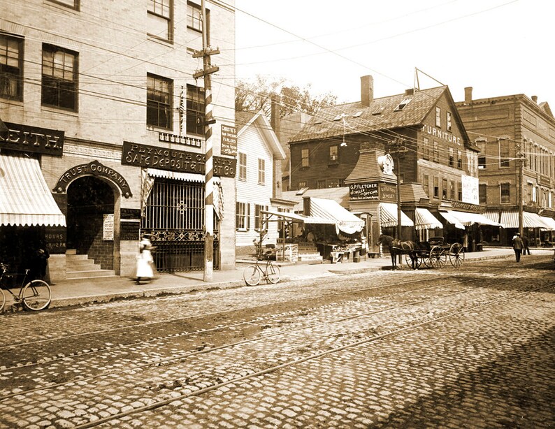 1896 Brockton Street Scene Brockton MA Vintage Photograph Etsy