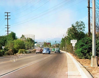 1946 Arroyo Seco Boulevard, Pasadena, California Vintage Old Photo Art Print Colorized