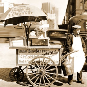 1936 Hot Dog Stand, New York City, NY Vintage Photograph Art Print - - Historic Scene --