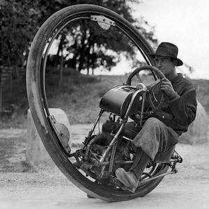 1931 One Wheel Motorcycle Vintage Photograph 8.5&quot; x 11&quot; Art Print - - Historic Scene --