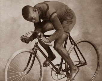 1898 Marshall Major Taylor Cycling Legend Vintage Photograph Art Print - - Historic Scene --