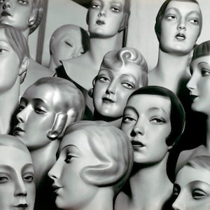 1920&#39;s-1930&#39;s Female Mannequin Heads Vintage Photograph 8.5&quot; x 11&quot; Art Print - - Historic Scene --