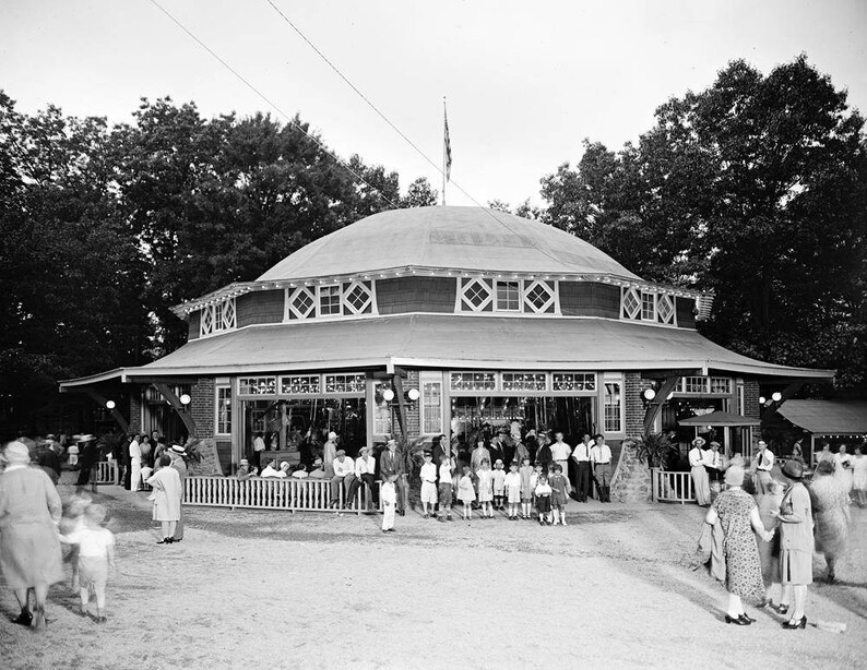 1920-1935 Carousel, Glen Echo Park, MD Vintage Photograph 8.5 x 11 image 1