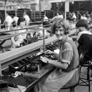 1925 Female Workers on an Assembly Line Old Photo 8.5&quot; x 11&quot; Art Print - - Historic Scene --