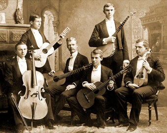 1889 Guitar and Mandolin Club, Pennsylvania Vintage Old Photo 8.5" x 11" Art Print