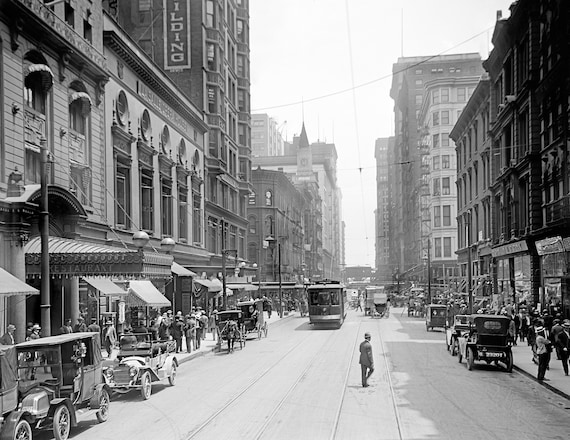 80s USA製 Vintage photograph ヴィンテージ フォト 1900-1915 Madison Avenue, Chicago, IL Vintage Photograph 8.5