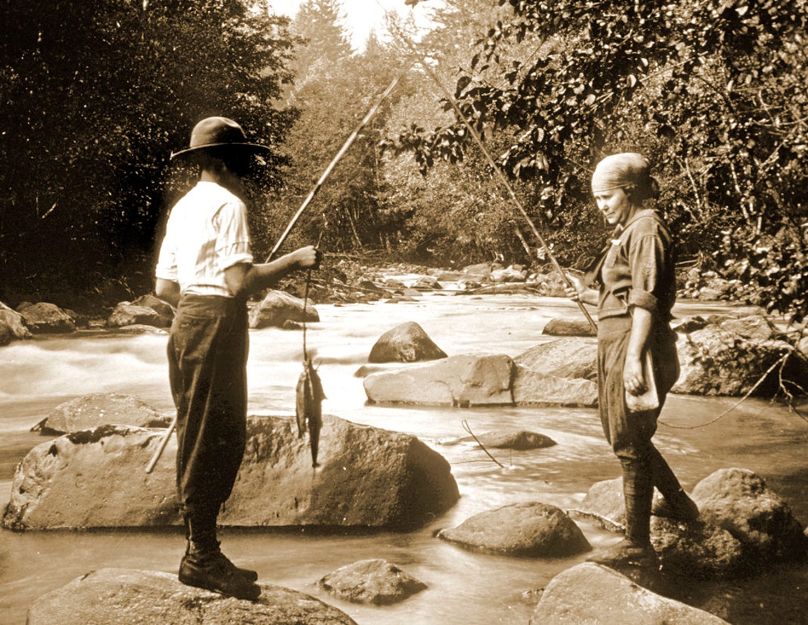 1920's Fishing on Zigzag River Mt Hood OR Vintage Etsy