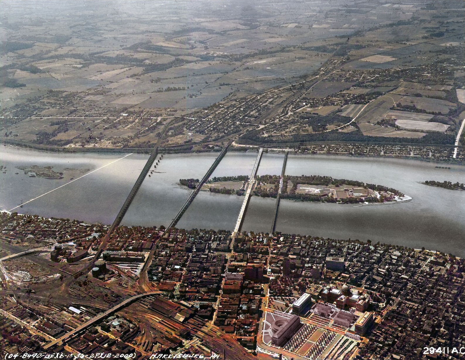 1936 Aerial View Harrisburg, PA Old