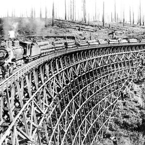 1918 Logging Railroad Trestle, Washington Vintage Photograph 11" x 17" Art Print - - Historic Scene --