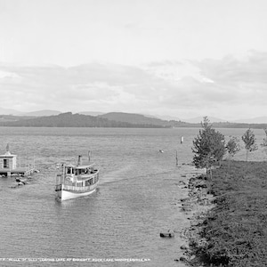 Lake Winnipesaukee Steamer Photograph: 1906 Vintage NH Scene (Instant Download)