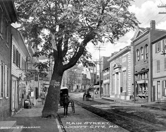 1890-1910 Main Street, Ellicott City, MD Vintage Photograph 8.5&quot; x 11&quot; - - Historic Scene --