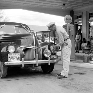 1945-55 Gas Station Attendant, New Market, VA Vintage Photograph Art Print - - Historic Scene --