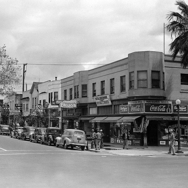 1942 Street Corner, Sacramento, California Vintage Photograph 8.5" x 11"