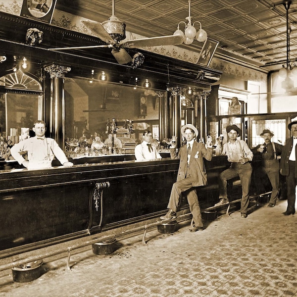 1906 Horseshoe Saloon, Junction City, Kansas Colorized Vintage Old Retro Photograph  INSTANT Download