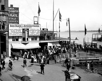 Bois Blanc Island Vintage Photograph: 1890s Ferry Dock Art Print