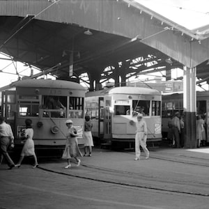 1939 Streetcars, Oklahoma City, Oklahoma Vintage Photograph 8.5&quot; x 11&quot; Art Print - - Historic Scene --