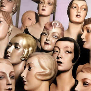 1920&#39;s-1930&#39;s Female Mannequin Heads Vintage Photo 8.5&quot; x 11&quot; Art Print Colorized - - Historic Scene --