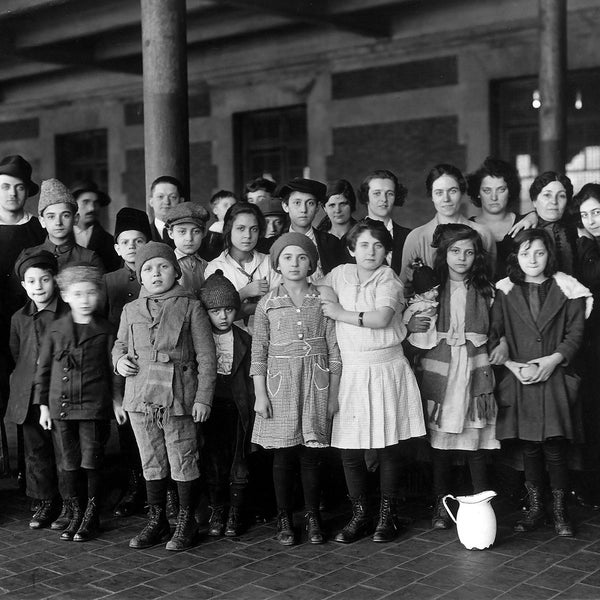 1909 Immigrant Children, Ellis Island, NYC Old Photo 8.5" x 11" Art Print