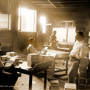 1880-1901 Packing Cigars, Key West, FL Vintage Photograph 13" x 19"  Art Print - - Historic Scene --