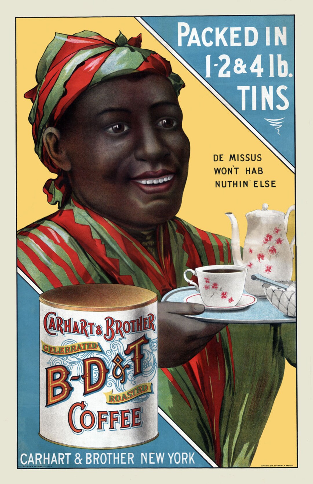 1907 Carhart & Brother Coffee Advertising Poster Art Print Etsy