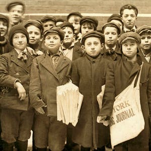 1909 Newsboys, Hartford, Connecticut Vintage Photograph 11&quot; x 17&quot; Art Print - - Historic Scene --