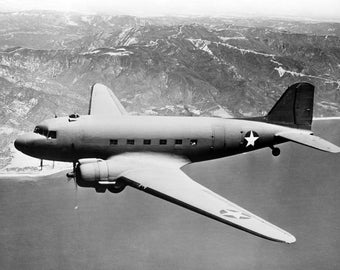 1943 Douglas C-47 Transport Airplane Vintage Photograph 8.5" x 11" Art Print