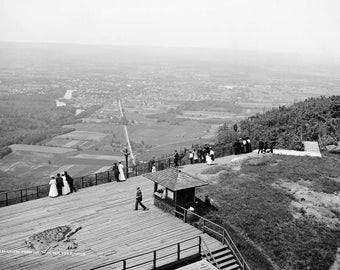 1908 View from Mount Tom, Holyoke, Massachusetts Vintage Photograph 13" x 19"