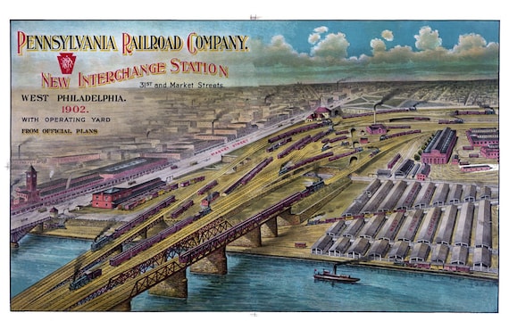 West Philadelphia Poster 1902 Pennsylvania Railroad Yard Art Print 11/" x 17/"