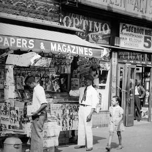 1939 Harlem Newspaper Stand, New York Vintage Photograph Instant Download - - Historic Scene --
