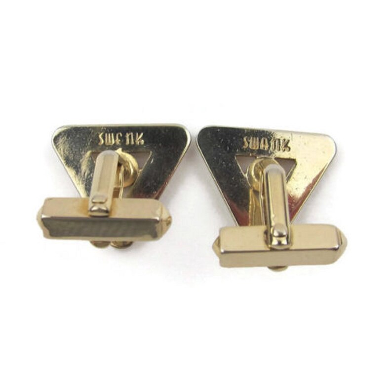 Swank Cufflinks Triangular Gold Tone with Black Accent