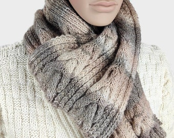 Irish style woolen scarf for men or women - hand knitted