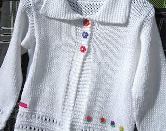 PAQUERETTE - Gilet in cotone Pima per bambina 7-8 anni - comunione, festa, cerimonia, matrimonio - vegan