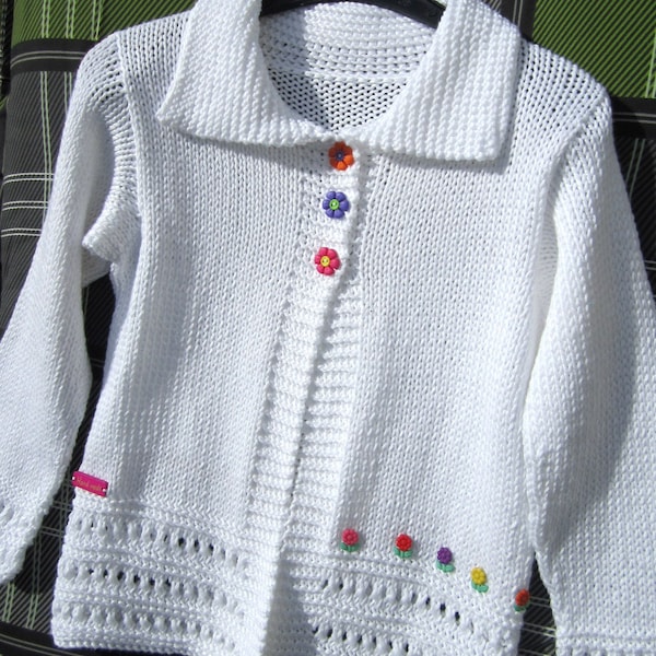 PAQUERETTE - Pima cotton vest for girls aged 7-8 years - communion, party, ceremony, wedding - vegan