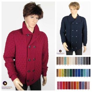 Boutons Cardigan Solide Couleur Chemise pour Hommes Pull Tricot