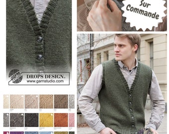 Sleeveless wool vest for men - made to order