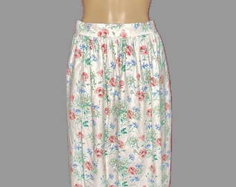 Vintage Sweater Loft Petites Floral A Line Midi Skirt With Pockets Medium