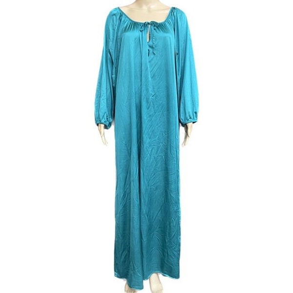 Vintage 80’s Modest Long Sleeve Silky Nightgown Size 5X