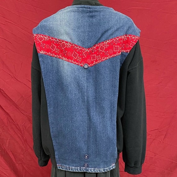 Vintage 80’s Repurposed/Recycled open front denim… - image 4