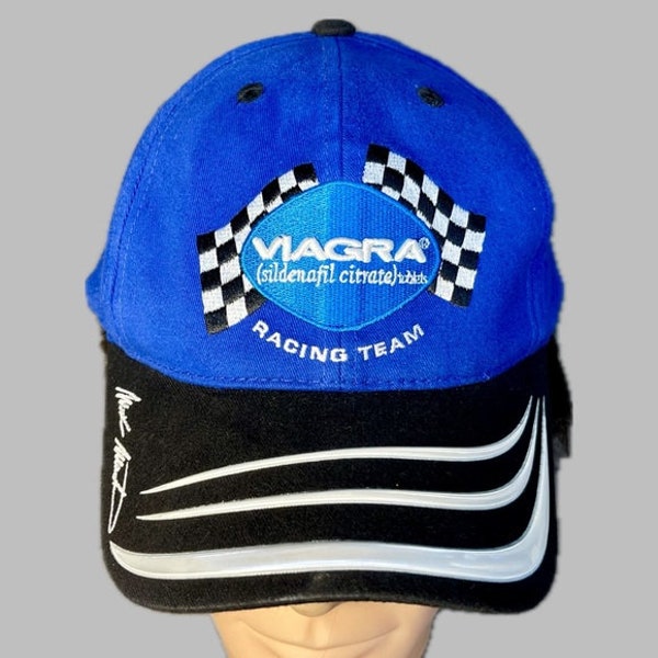 Vintage 90's Nascar #6 Mark Martin Viagra Racing Team Strap Back Hat Cap