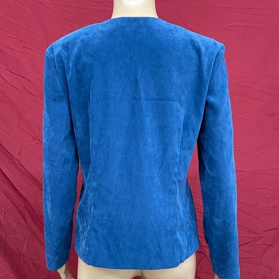 Leslie Fay Blue Faux Suede Double Breasted Blazer… - image 3