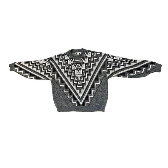 Vintage 1980’s Poplar Classics Geometric Pullover… - image 1