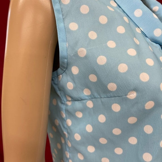 Vintage handmade polka dot pussy bow blouse size … - image 3