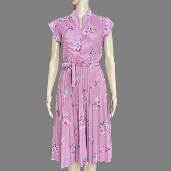 Vintage 1960’s Union Made Pleated Floral Dress wi… - image 1