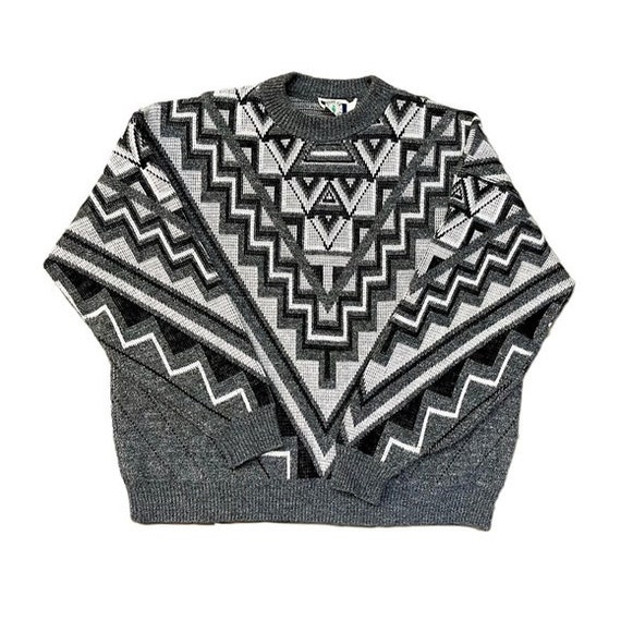 Vintage 1980’s Poplar Classics Geometric Pullover… - image 3