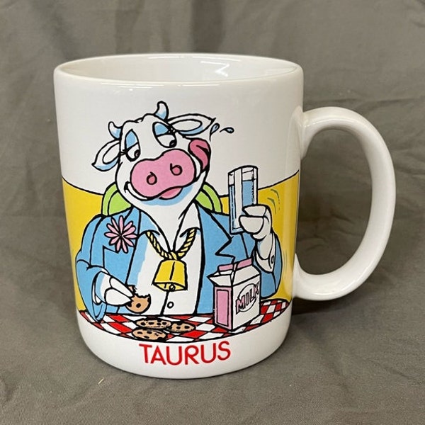 Vintage 1980’s Zodiac Taurus The Bull Cow Mug