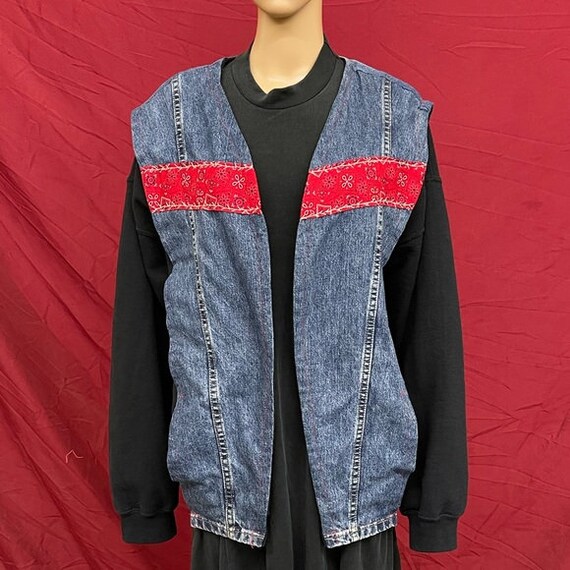 Vintage 80’s Repurposed/Recycled open front denim… - image 1