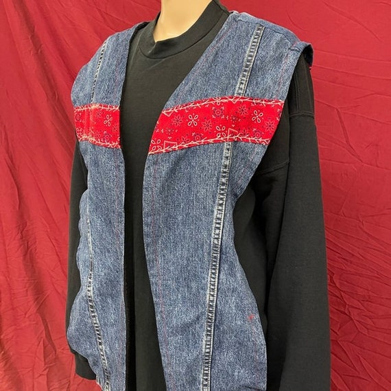 Vintage 80’s Repurposed/Recycled open front denim… - image 2