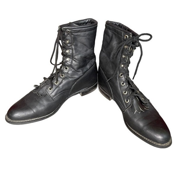 Vintage 80’s Capezio Soft Leather Kiltie Lace Up Roper Ankle Boots Size 8