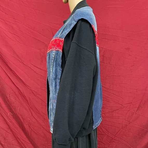 Vintage 80’s Repurposed/Recycled open front denim… - image 3